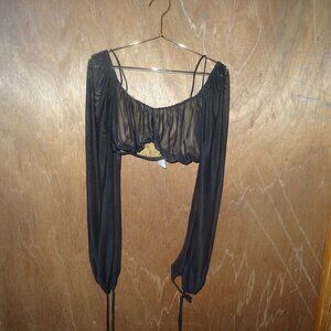 NWT 12th Tribe Black Mesh Crop Top S